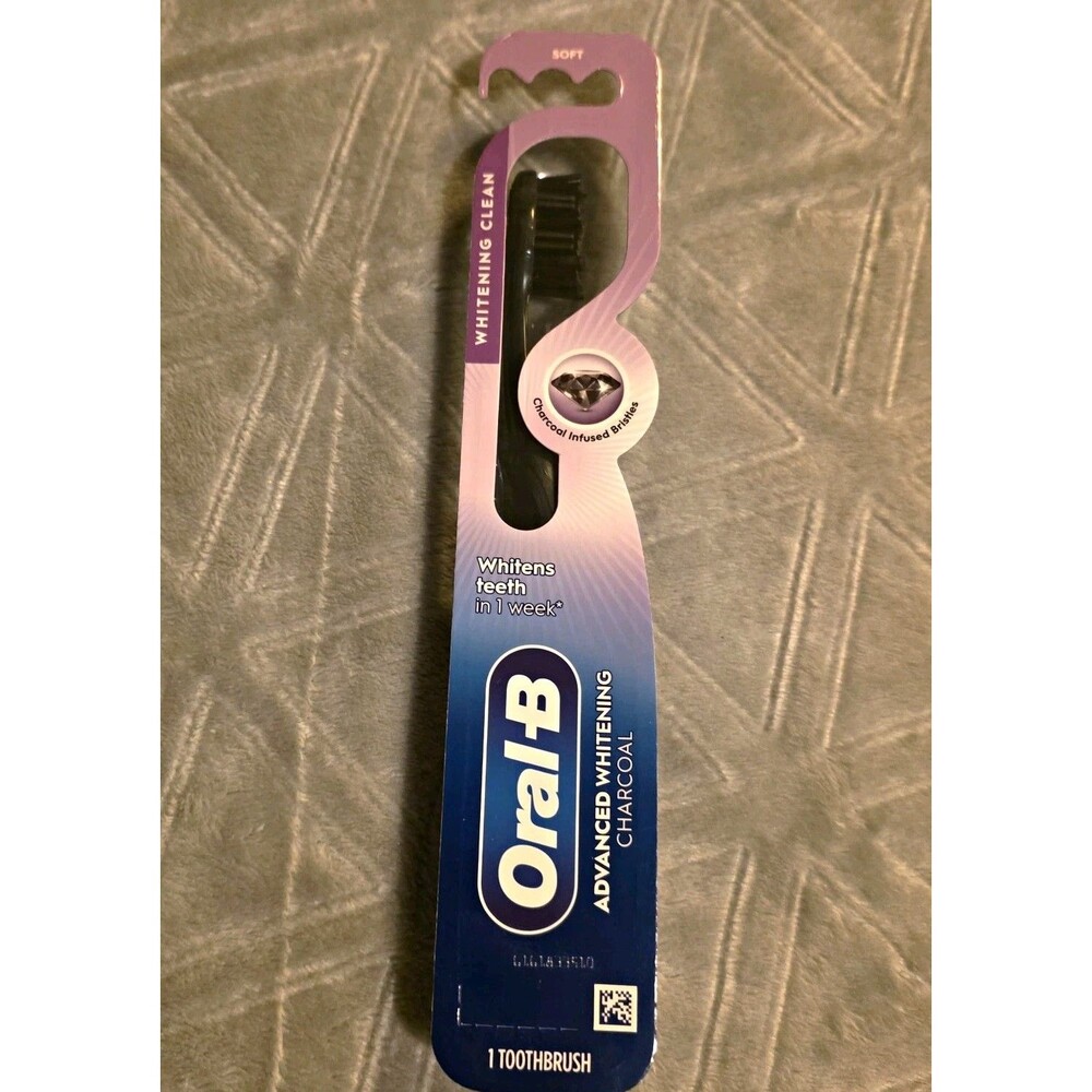 Oral-B Advanced Whitening Charcoal Toothbrush, Soft Charcoal-Infused, Black